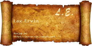 Lex Ervin névjegykártya